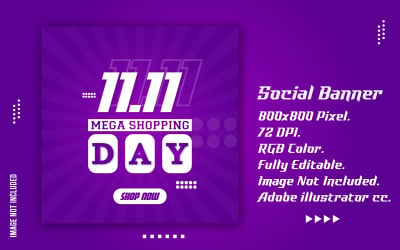 Banner de vector promocional de redes sociales 11-11