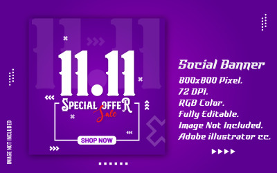 11-11 Banner de vector de compras de redes sociales
