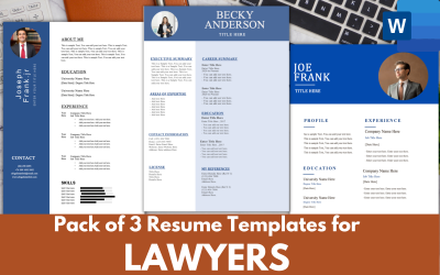 Pack de 3 modèles de CV pour AVOCATS - FORMAT DE CV CV MS word