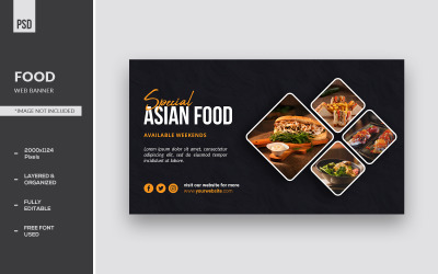 Modelli speciali per banner web di cibo asiatico