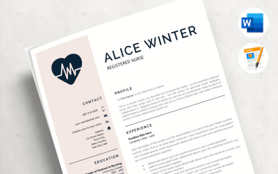 ALICE - Modèle de CV infirmière infirmière. CV d&amp;#39;infirmière autorisée avec lettre de motivation et références