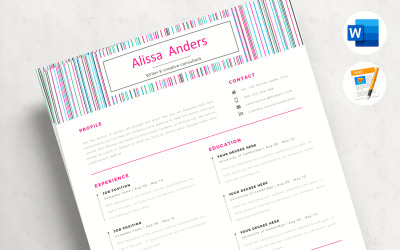ALISSA - 1 Page Resume Template, CV for Word and Pages, Creative Resume + Cover Letter