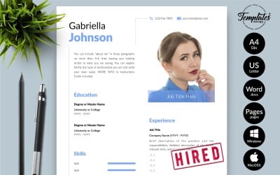 Gabriella Johnson - Creative CV Template with Cover Letter for Microsoft Word &amp;amp; iWork Pages