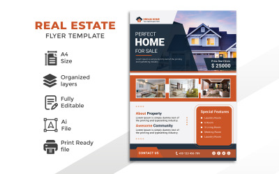 Modèle de conception de Flyer A4 immobilier