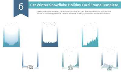 6 Кот Зима Снежинка Праздник Рамка Шаблон Фон