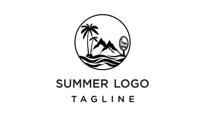 Kreatives Sommer-Ozean- und Baum-Logo