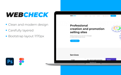 Modello di agenzia digitale WebCheck UI per Figma e Photoshop