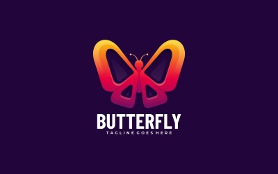 Vector Butterfly Gradient Färg Logotyp