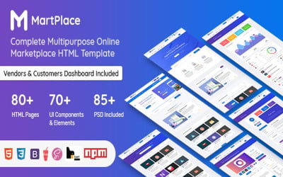 MartPlace - modelo HTML de mercado on-line multifuncional com painel