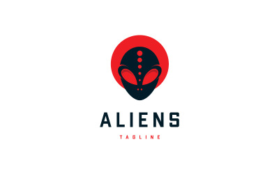 Modern Alien Head Logotyp Mall