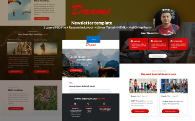 Шаблон новостной рассылки Daami Pro + готов к работе с Mailchimp