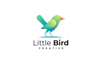 Kleurrijk logo met kleine vogelverloop