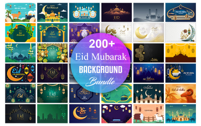 Pacote de fundo de Eid Mubarak, pacote de fundo islâmico, fundo de Ramadhan.