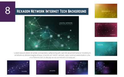 8 Sieć Hexagon Internet Tech Tło