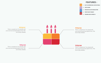 Plantilla de infografía de pastel de cumpleaños