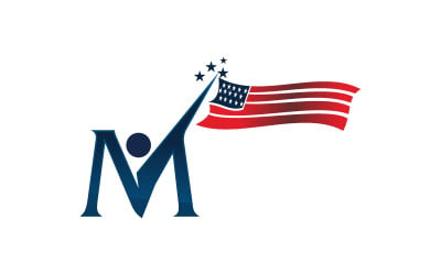 Amerikanischer Unabhängigkeitstag Initial M Logo