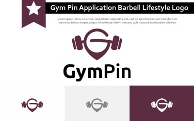 Gym Pin Application Strong Barbell Healthy Lifestyle Logo