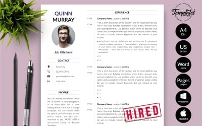 Quinn Murray — nowoczesny szablon CV z listem motywacyjnym do stron Microsoft Word i iWork