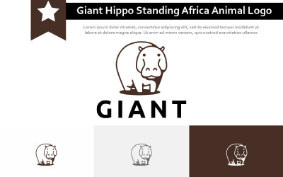 Söt jätteflodhäst stående Afrika djurzoo logotyp