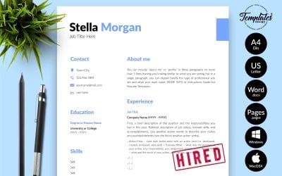 Stella Morgan - Clean CV Resume Template with Cover Letter for Microsoft Word &amp;amp; iWork Pages