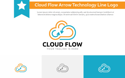 Cloud Flow Arrow Internet Data Technology Line Logotyp