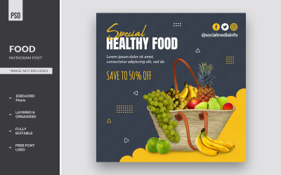Histórias de alimentos vegetais no Instagram e banner de mídia social