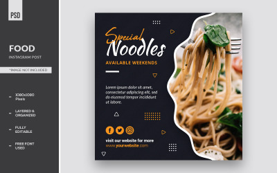 Histórias especiais de macarrão com comida no Instagram e anúncios em banner