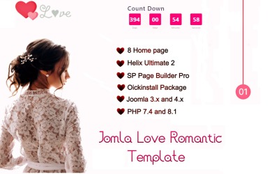 Modèle d'amour romantique Joomla3 et Joomla4