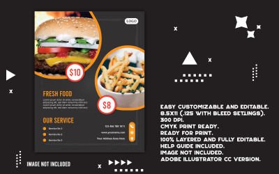 Modelo de folheto promocional de venda criativa de alimentos