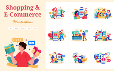 M307 - Illustrationer för shopping och e-handel