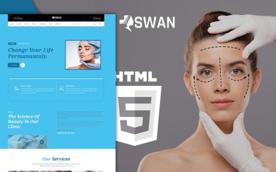 Modelo de página inicial da clínica de cirurgia plástica Swan