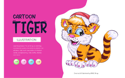 Tiger tecknad vektorkonst. PNG