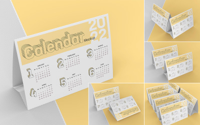 Conjunto de maquete de calendário de mesa para mesa 5 em 1