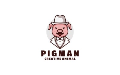 Estilo de logotipo de dibujos animados de hombre de cerdo