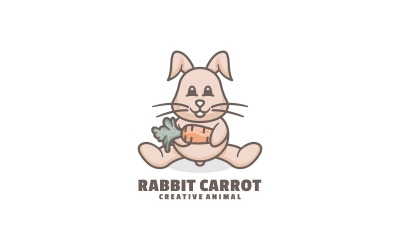 Estilo do logotipo da mascote simples do coelho do vetor