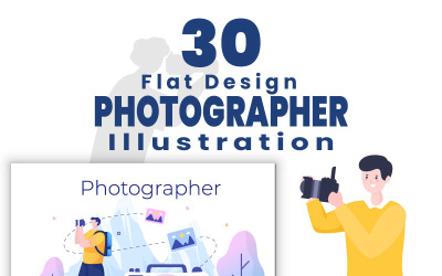 30 Photography Studio with Camera Flat Design