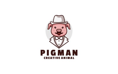 Pig Man Cartoon Logo Stílus