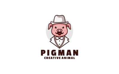 Schwein-Mann-Cartoon-Logo-Stil