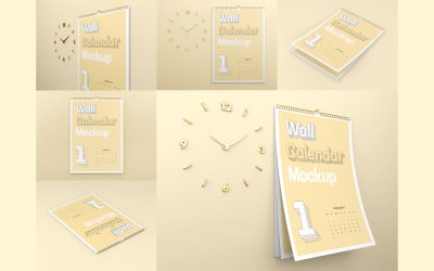 Wall Calendar Mockup Set 6 in 1