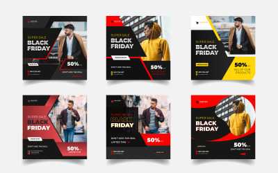Banner de mídia social da Black Friday e design de modelo de postagem no Instagram
