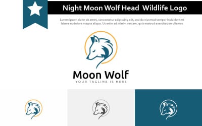 Nuit Lune Tête Loup Élégant Nature Logo Faune