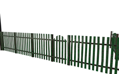 Vecchio recinto verde sovietico modulare con vernice scrostata Modello 3D a basso numero di poligoni