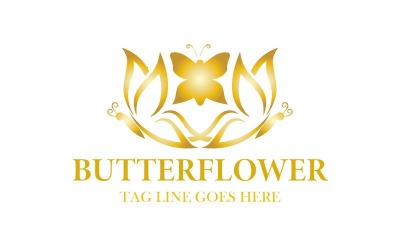Vlinder- en bloemembleem voor nieuwe zaken