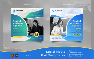 Agenzia di affari digitali - Modelli quadrati di post e banner sui social media