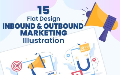 15 Inbound- und Outbound-Marketing-Illustration