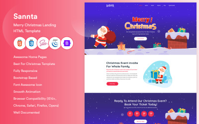 Санта - HTML5 шаблон різдвяної посадки.
