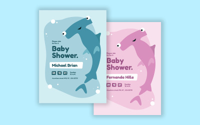 Einladungsvorlage zum Thema Babyparty mit Haien