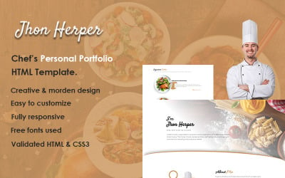 Jhon Herper - Plantilla de sitio web de portafolio personal de chef