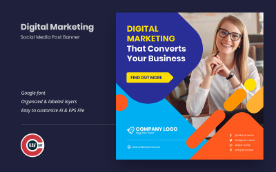 Banner de publicación de redes sociales de marketing digital