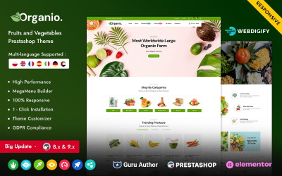 Organio - Sklep wielobranżowy z owocami i warzywami Prestashop Elementor